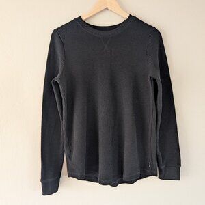 Eddie Bauer Women's Waffle Long Sleeve Crew‎ Neck Lounge Top Black - Women's TM